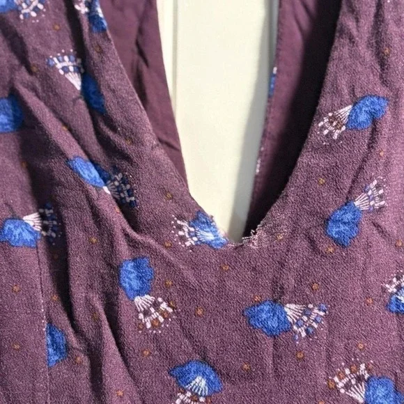 Free People Teagan Mini Dress Purple Floral Keyhole Back Boho Festival Womens 0 - Picture 6 of 8